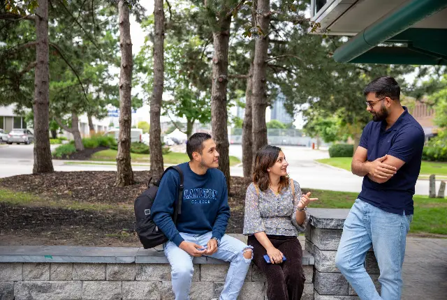 Students talking outside