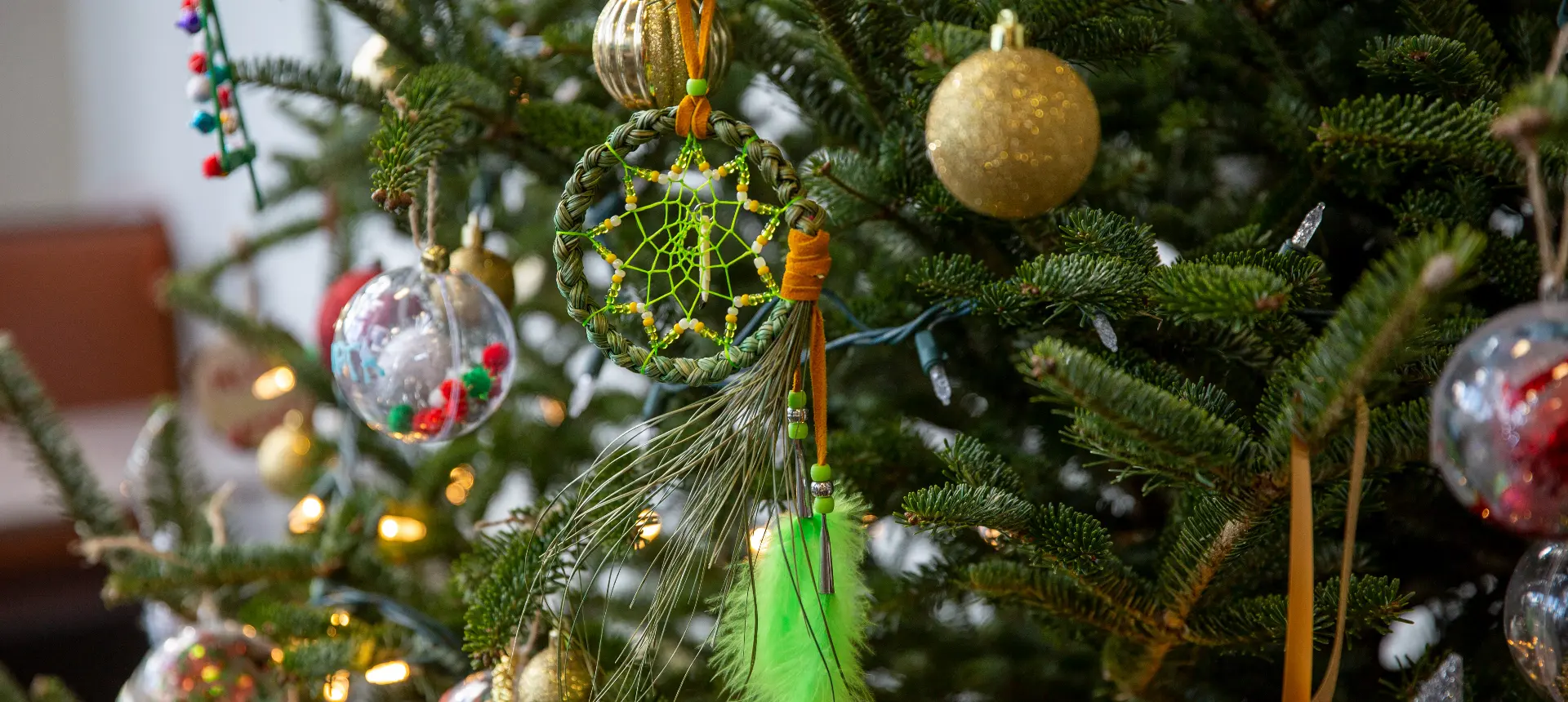 Dream catcher on a christmas tree