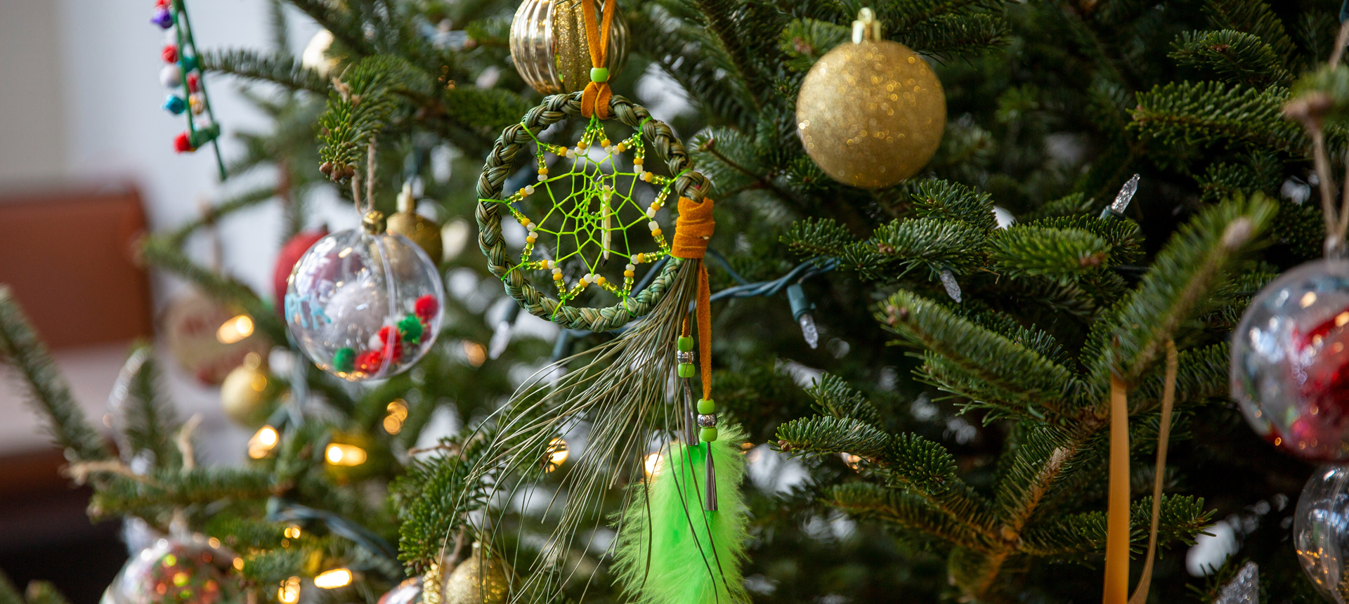 Dream catcher on a christmas tree