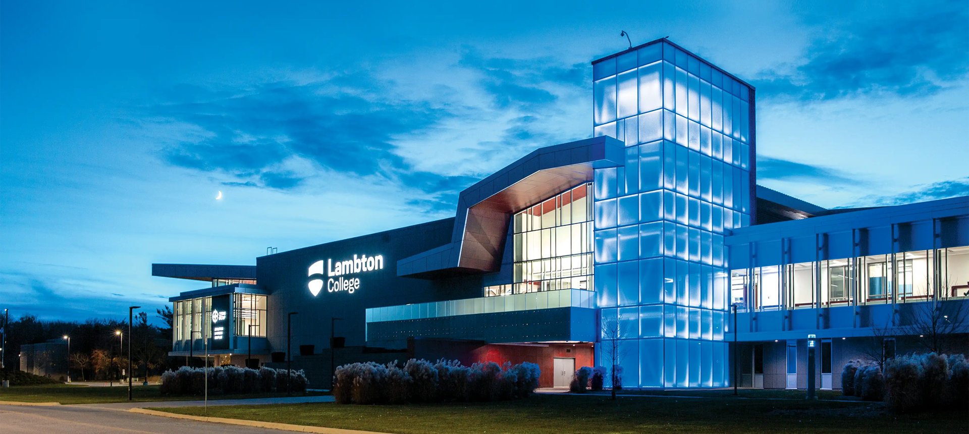 Lambton College at night