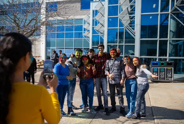 Group of students at Holi Festival