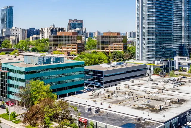 An aerial photo of the Lambton College Toronto Campus.