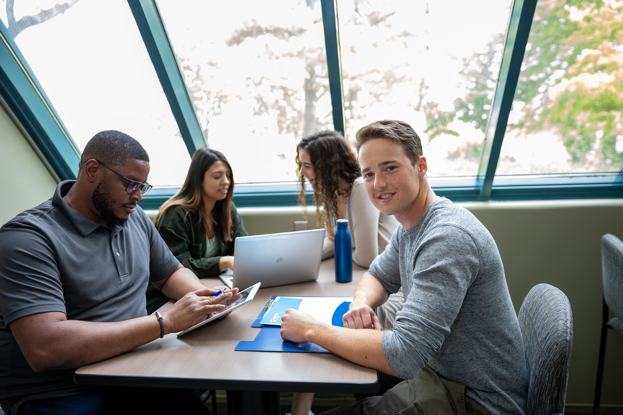 Students studying together at a common area