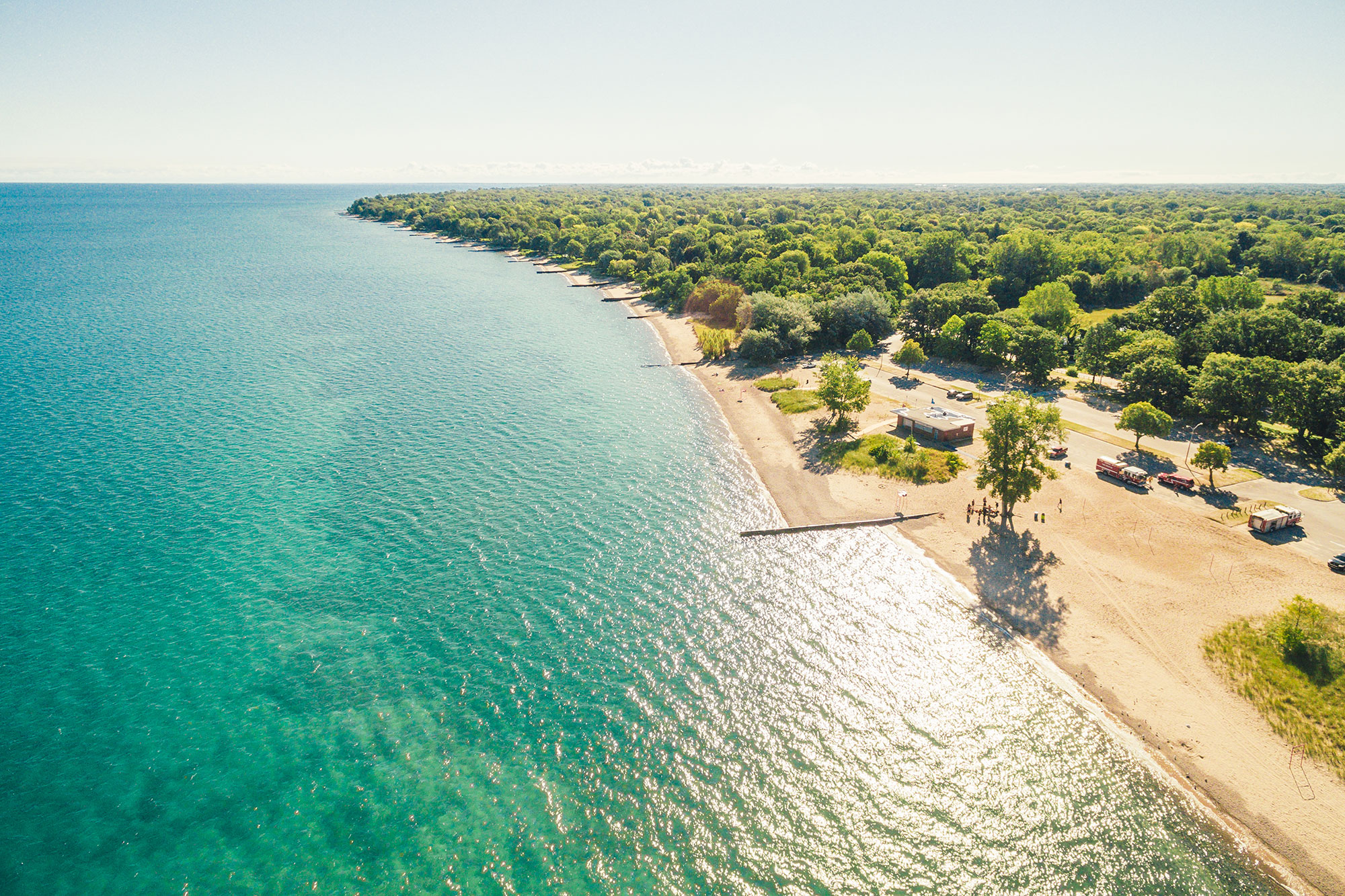 A drone shot of Sarnia Cantara beach